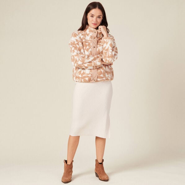 jupe tricot midi ajustee beige femme Jupe tricot midi ajustée beige femme