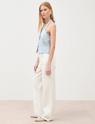 Gilet sans manches col v bleu ciel femme