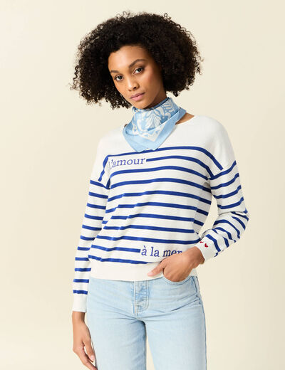 Pull manches longues ecru femme