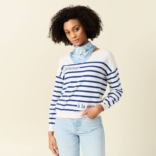 Pull manches longues ecru femme