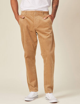 Pantalon chino tapered velours beige homme