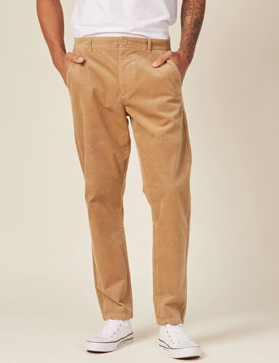 Pantalon chino tapered velours beige homme