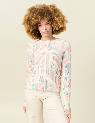 Pull manches longues ecru femme