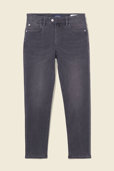 Jeans slim taille basse 7/8ème denim gris femme