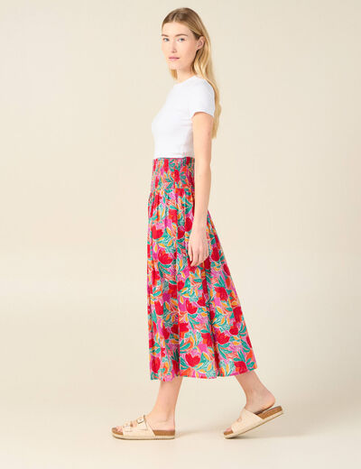 Jupe longue évasée multicolore femme