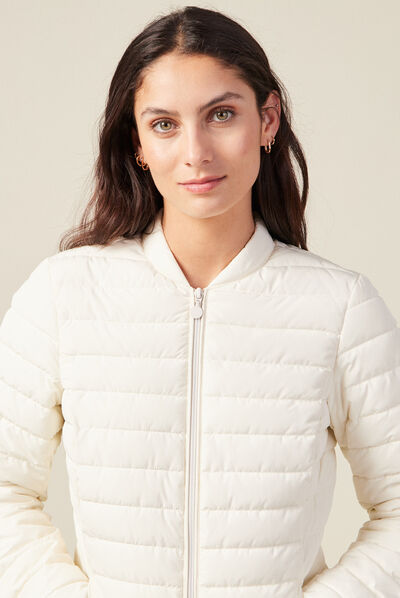 Doudoune droite zippée ecru femme