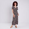Robe longue droite a col en V noir femme
