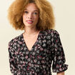Robe évasée fluide manches 3/4 noir femme
