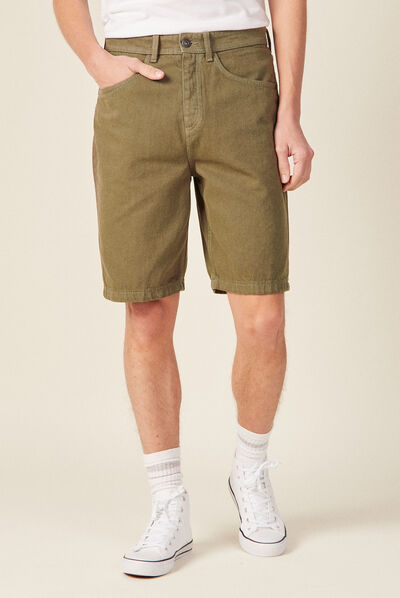 Bermuda large 5 poches vert kaki homme