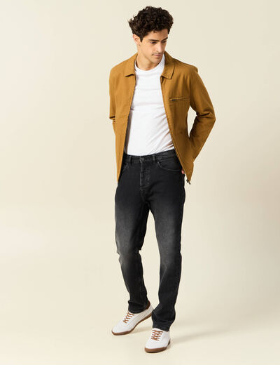 Jeans straight taille tapered denim snow noir homme