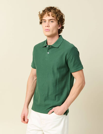 Polo cintr&eacute; manches courtes vert homme