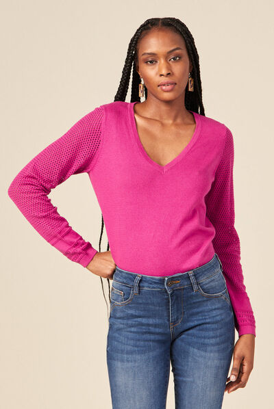 Pull à manches longues violet clair femme