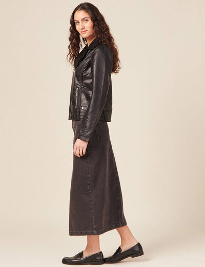 Veste esprit biker droite noir femme