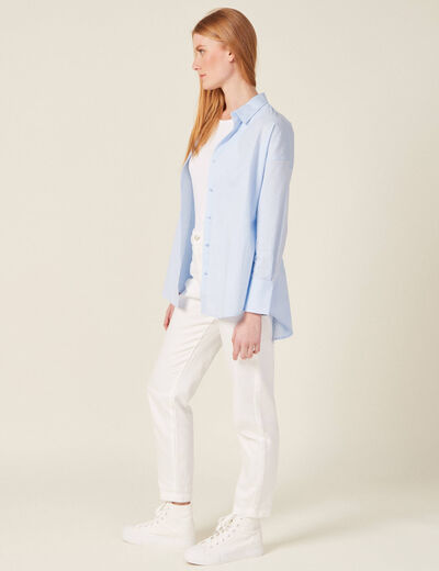 Chemise manches longues bleu ciel femme