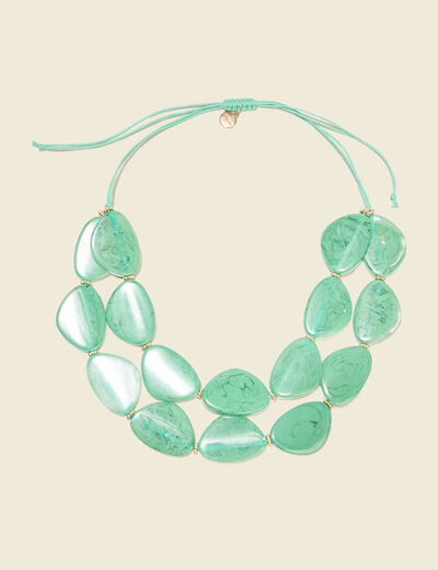 Collier perles plates vert pastel femme