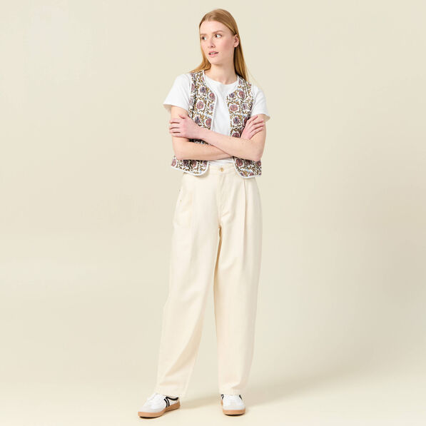 jeans large taille haute denim blanc femme Jeans large taille haute denim blanc femme