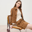 Blouson manches longues col classique marron femme