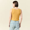 Débardeur droit cropped col rond jaune moutarde femme
