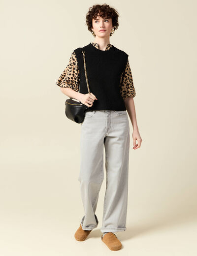 Blouse manches courtes marron clair femme