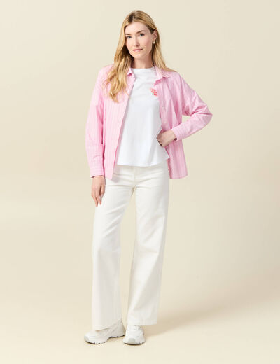 Chemise manches longues rose clair femme