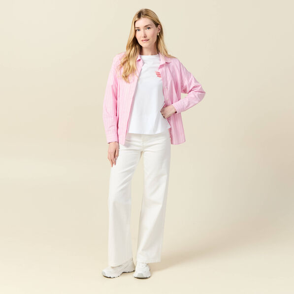 Chemise manches longues rose clair femme