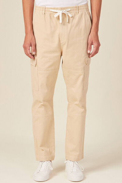 Pantalon cargo beige homme