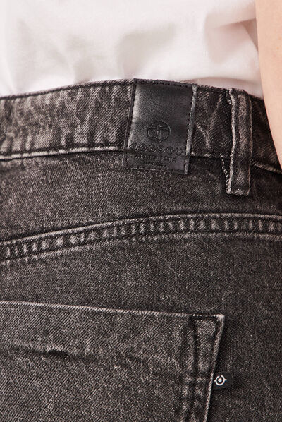Jeans mom 7/8ème denim gris femme