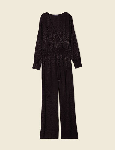 Combinaison pantalon satin noir femme