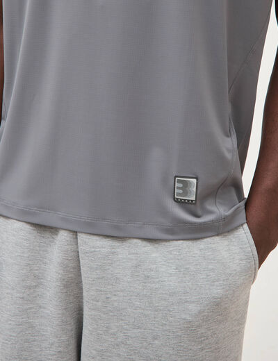 T-shirt col rond manches courtes gris fonc&eacute; homme