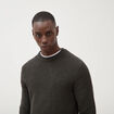 Pull col rond manches longues en coton vert kaki homme