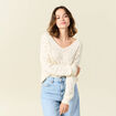 Pull manches longues ajouré creme femme