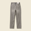 Jeans straight taille haute 7/8ème denim gris clair femme