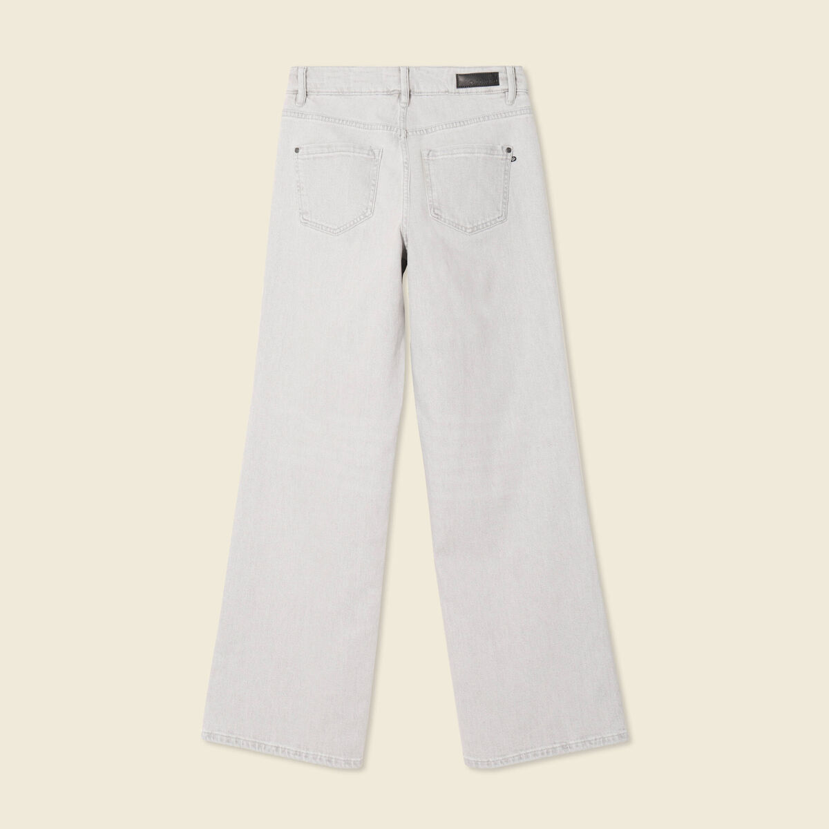 Jeans large taille haute denim gris clair femme