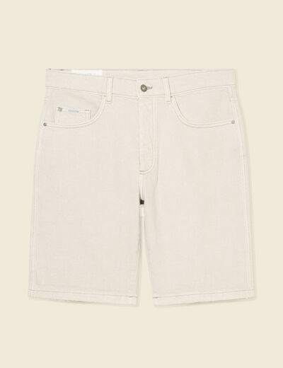 Bermuda droit en jean denim snow gris homme