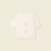 Gilet manches courtes ajour&eacute; creme femme