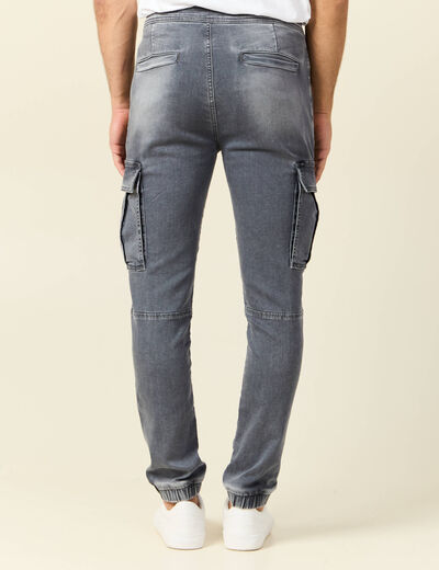 Jeans battle à coulisse denim gris homme