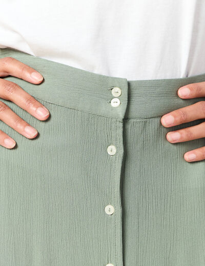 Jupe longue évasée vert kaki femme