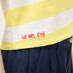 D&eacute;bardeur ray&eacute; col rond en coton jaune femme