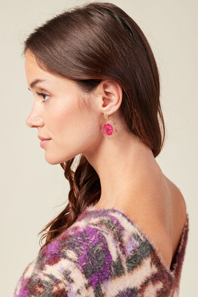 Boucles d'oreilles pendantes prune femme