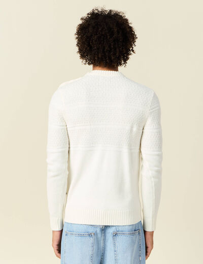 Pull manches longues boutons ecru homme