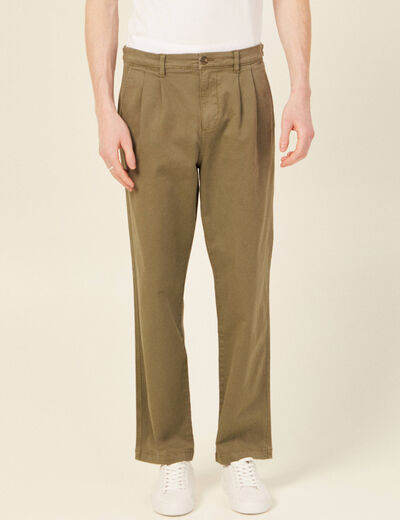 Pantalon chino large vert kaki homme