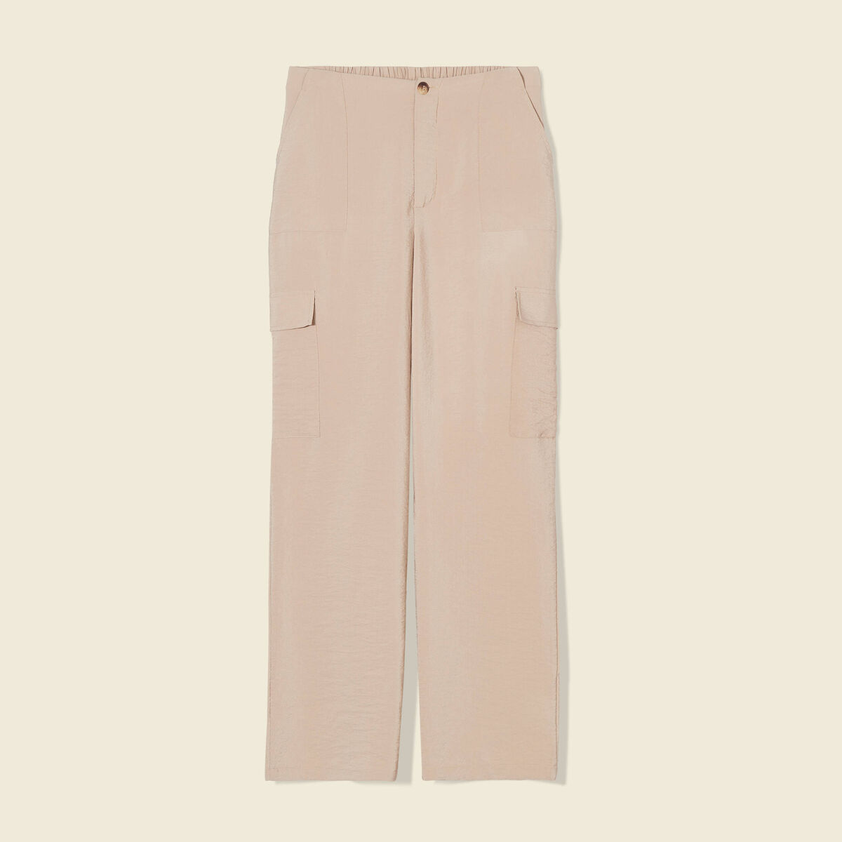 Pantalon cargo fluide beige femme