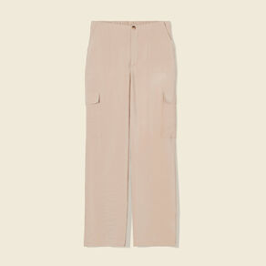 Pantalon cargo fluide beige femme
