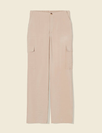 Pantalon cargo fluide beige femme