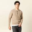 Polo manches longues gris homme