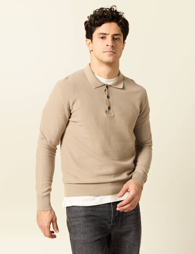 Polo manches longues gris homme