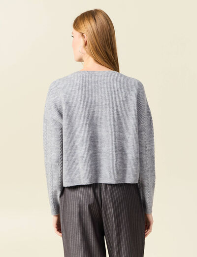 Pull manches longues gris clair femme