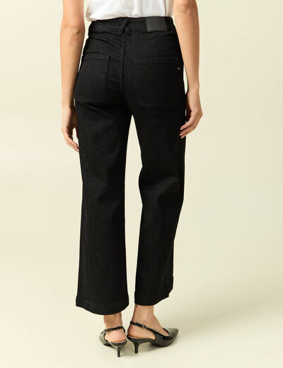 Jeans large taille haute denim noir femme