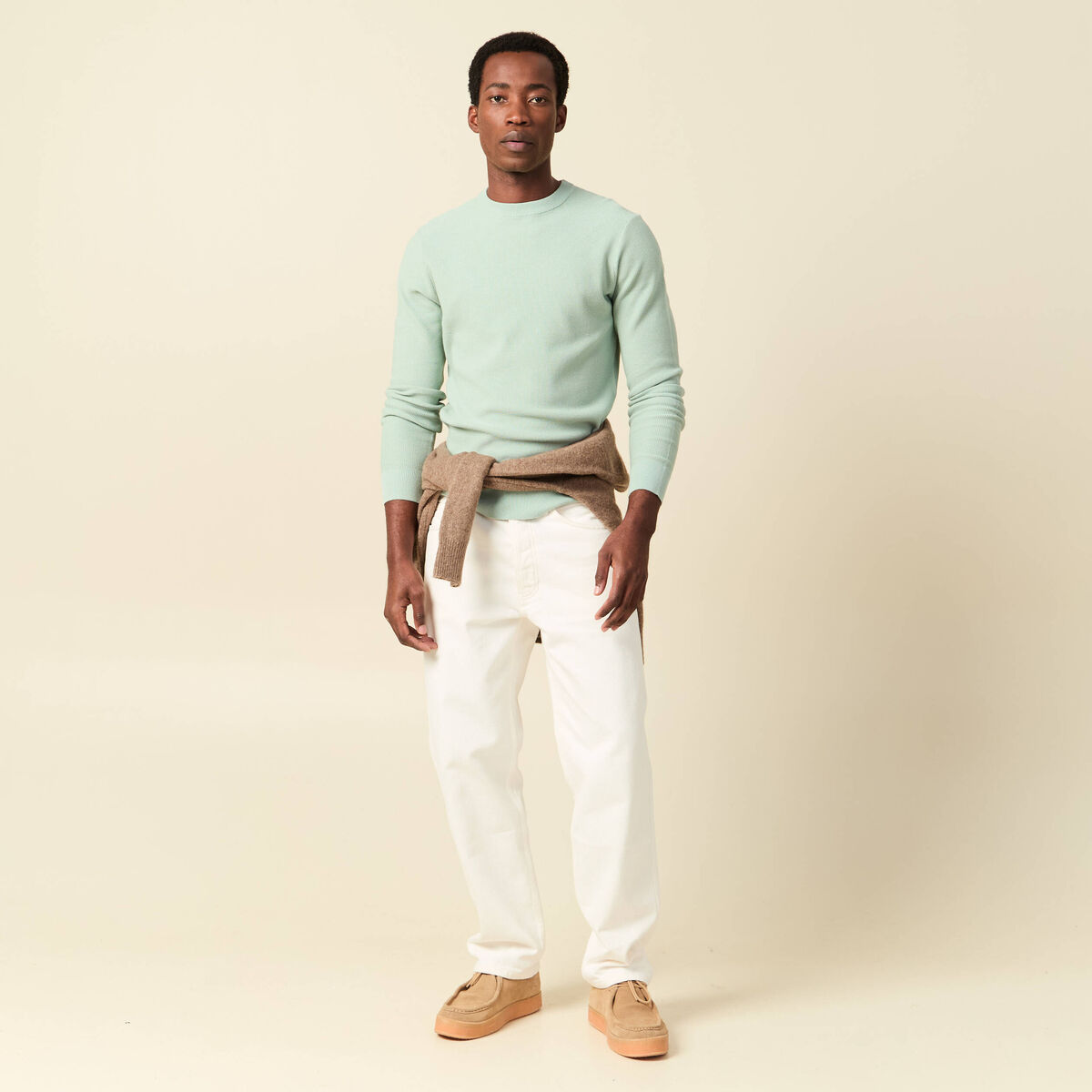 Pull fin col rond manches longues bleu gris homme
