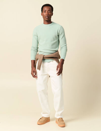 Pull fin col rond manches longues bleu gris homme